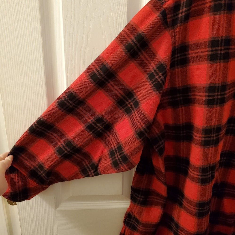 Terra & Sky sz 4X buffalo red plaid flannel shirt cabin cozy drop shoulder - Picture 6 of 15